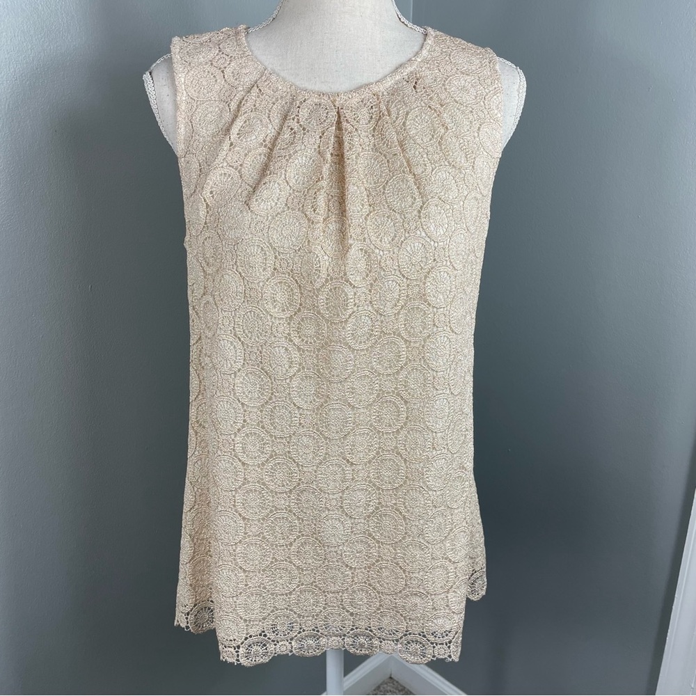Talbots || Metallic Lace Sleeveless Blouse
